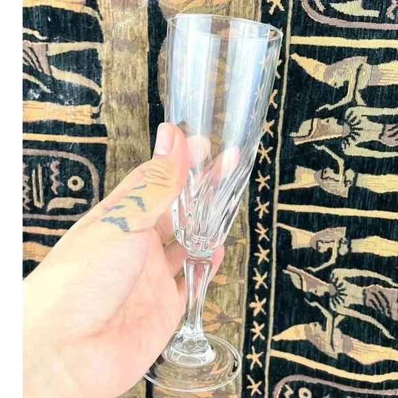 VTG Set of 4 Clear Glass Champagne Flute Wine 7" Unmarked Stemware - Picture 5 of 13